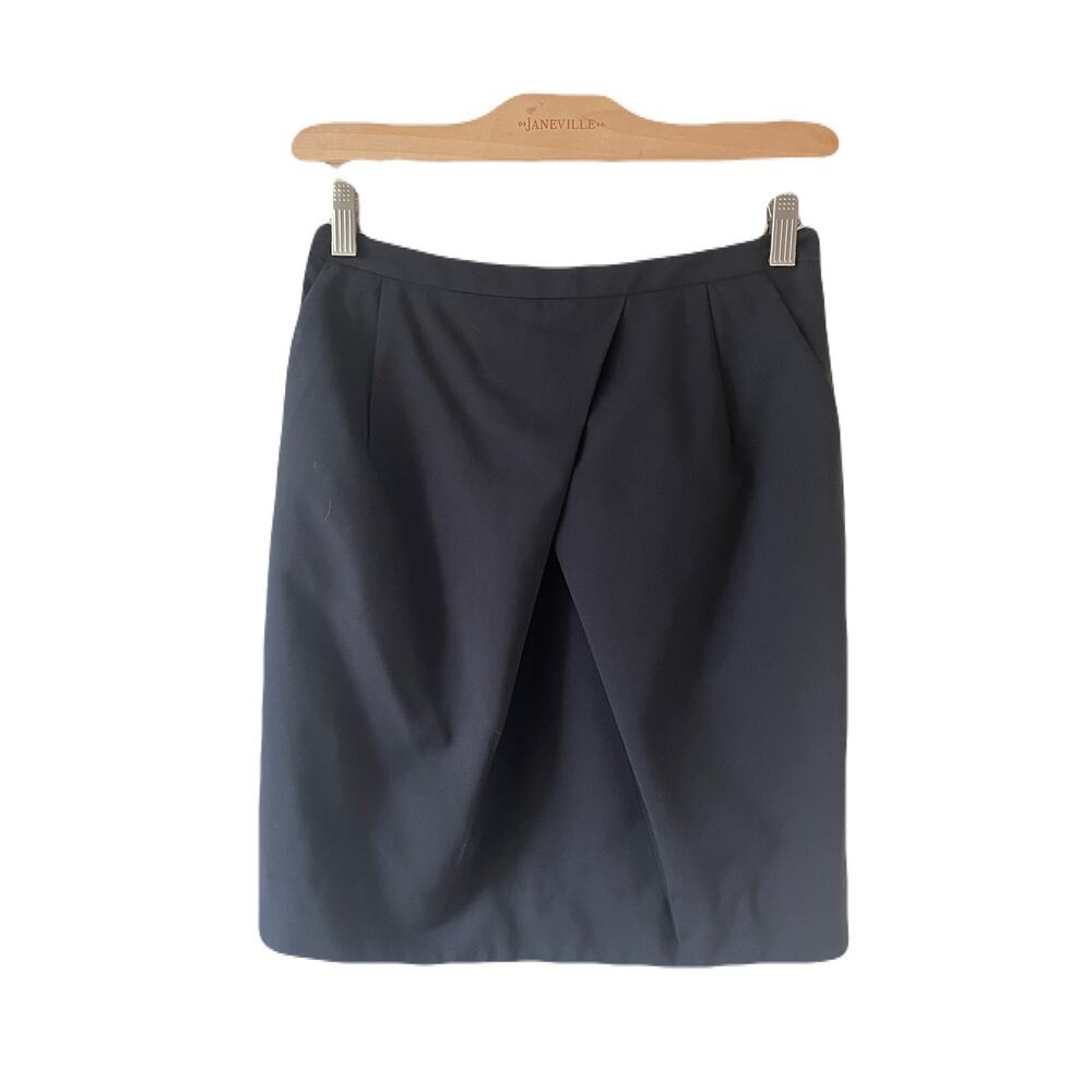 Talula Babaton Aritzia Womens Black Wool Skirt Knee Length Tulip Pleat Size 4